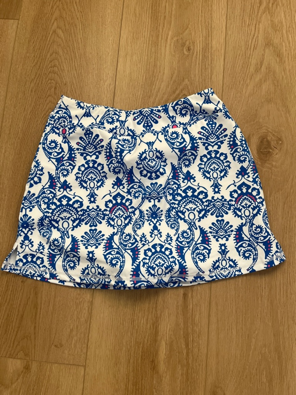 Blue and White Printed A-Line Skort